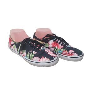 Vans Black Tropical Print Low Top Lace Up Unisex Shoes - Size 7.5 Men & 9 Womens